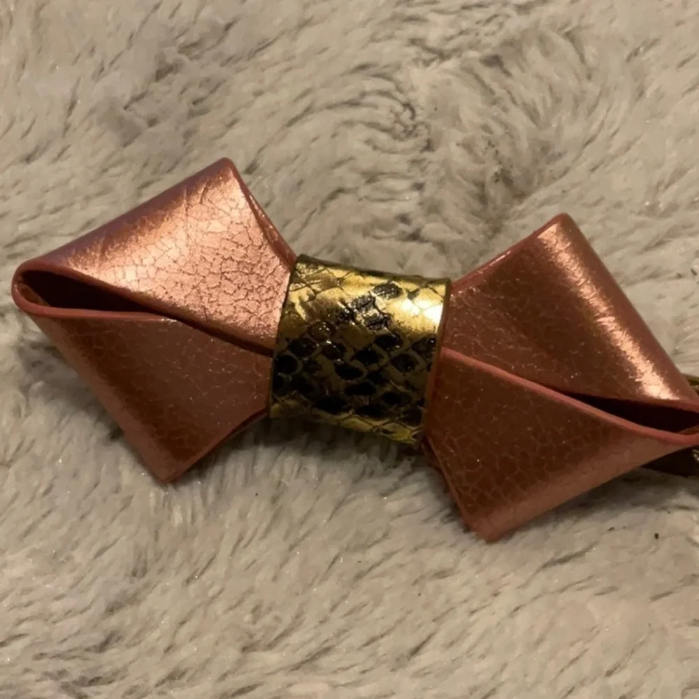 Loft Gold Embossed Belt with Pink Bow